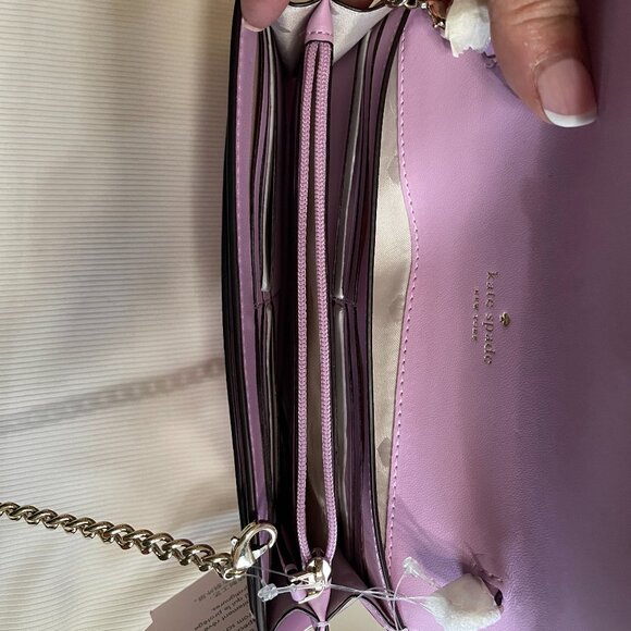 Kate Spade Gemma-Smooth Leather wallet on chain/crossbody in Lavender - Picture 6 of 15